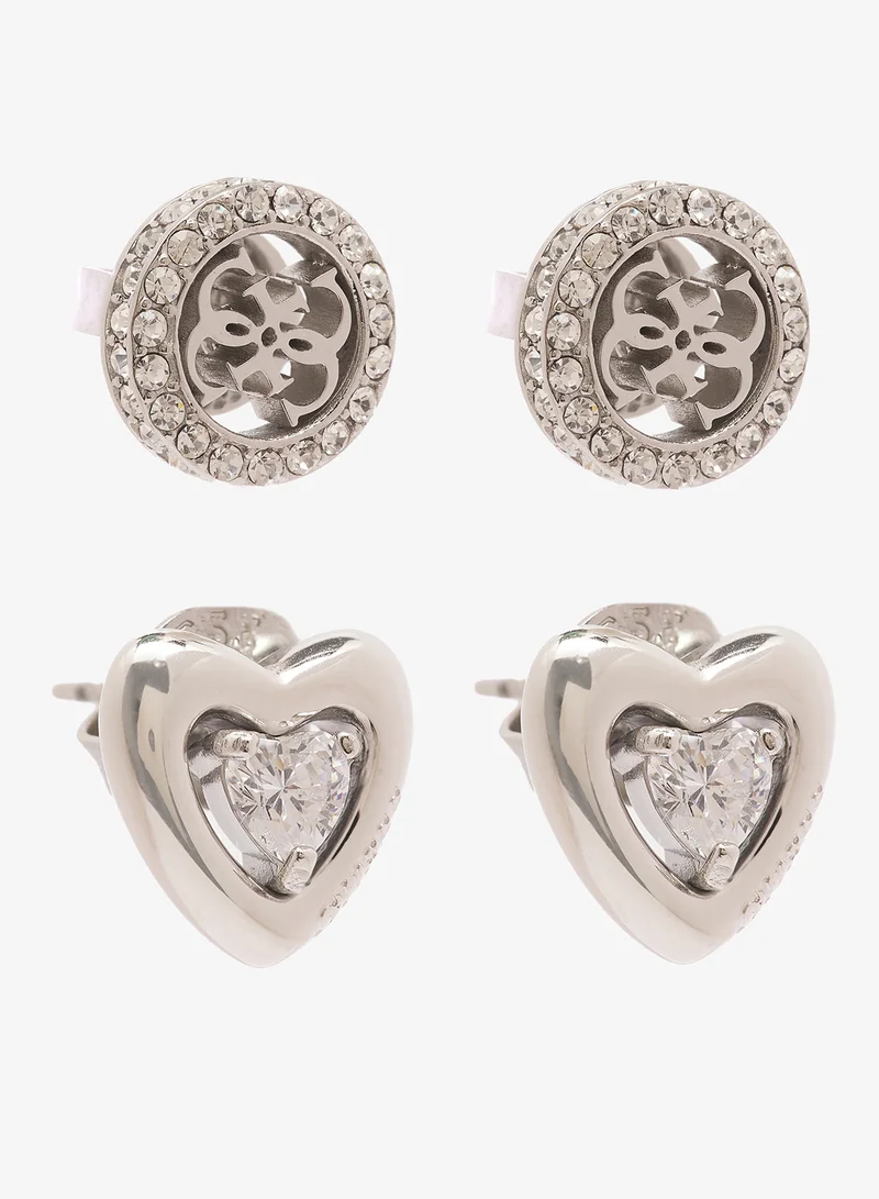 جس طقم أقراط على شكل قلب مرصع بالذهب عيار  قيراط